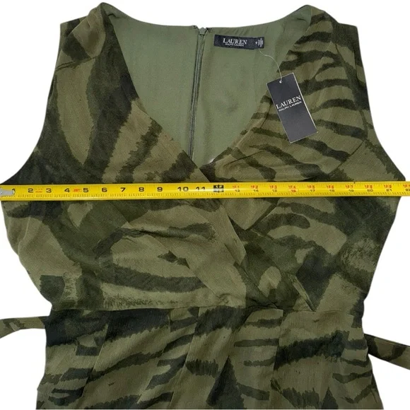 Lauren Ralph Lauren Green Midi Dress NWT Size 16 Fit & Flare - Picture 7 of 12